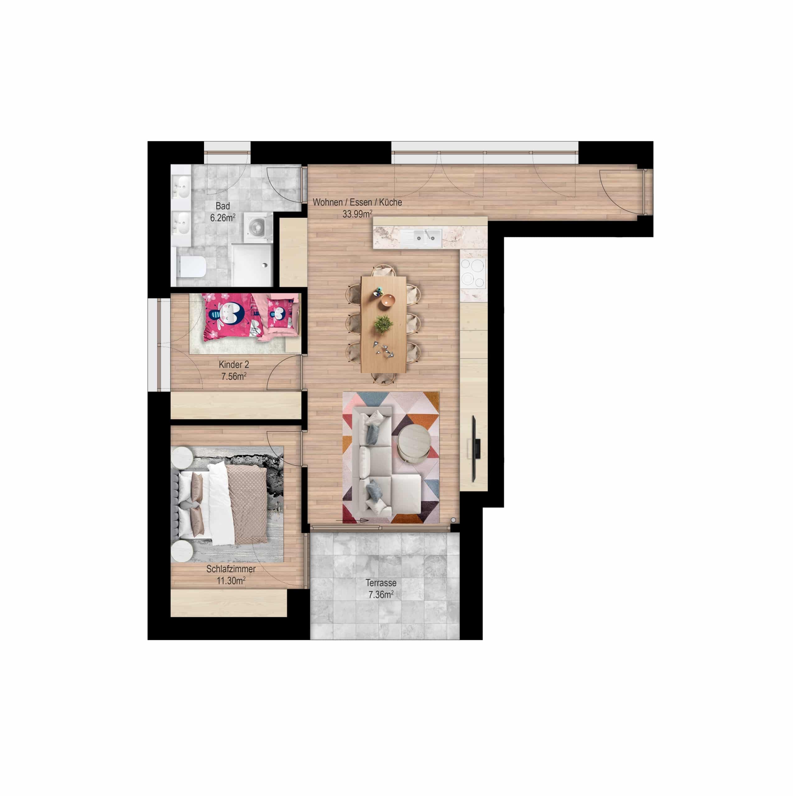 3-Zimmerwohnung 59 m²